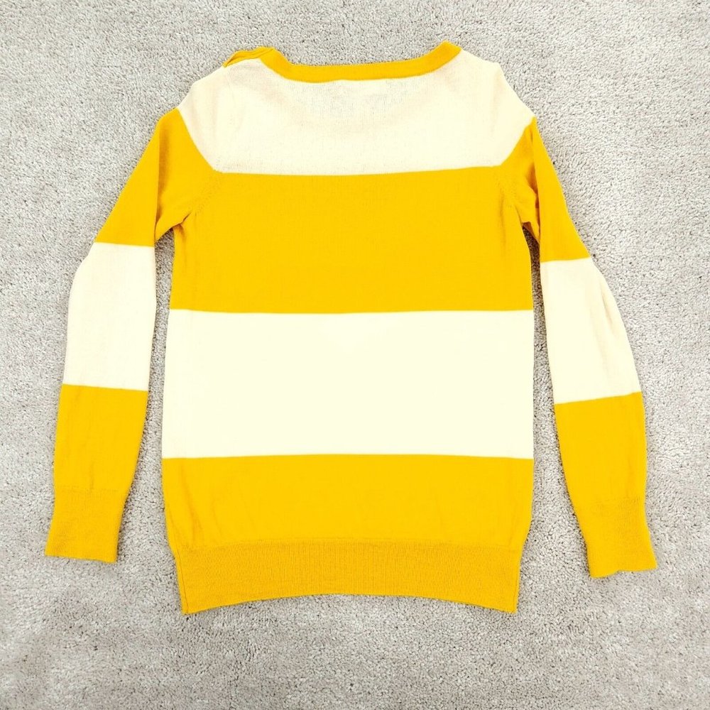 Banana Republic Sweater Womens Extra Small Yellow Striped 100% Merino Wool - Picture 5 of 9
